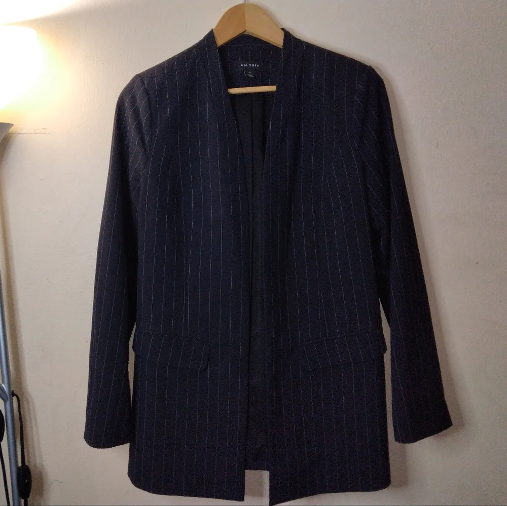 Halogen Clean Open Front Pinstripe Blazer Size M